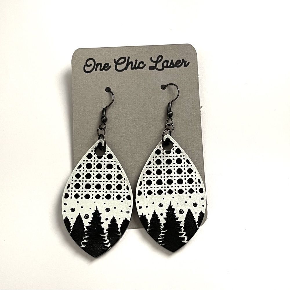 Acrylic earrings handmade. Winter wonderland